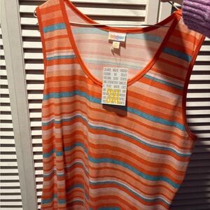 Lularoe 3xl tank top Striped Orange and Blue Sleeveless Top new with tag